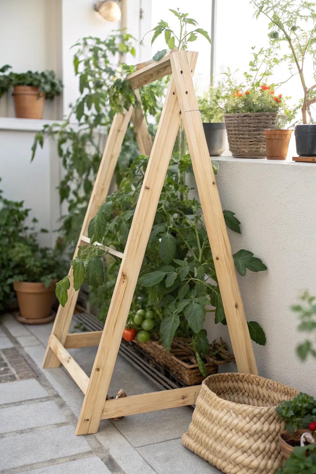 Elevate your garden with the elegance of a triangular frame—a perfect blend of Scandinavian simplicity and Bohemian charm.