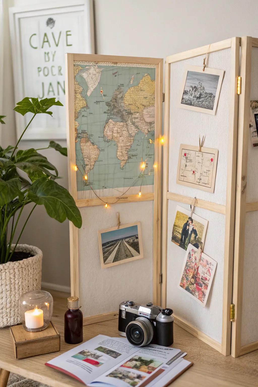 Transform your adventures into an everlasting tapestry through a chic travel retrospective panel, where each glimpse becomes a journey. ✈️📸✨