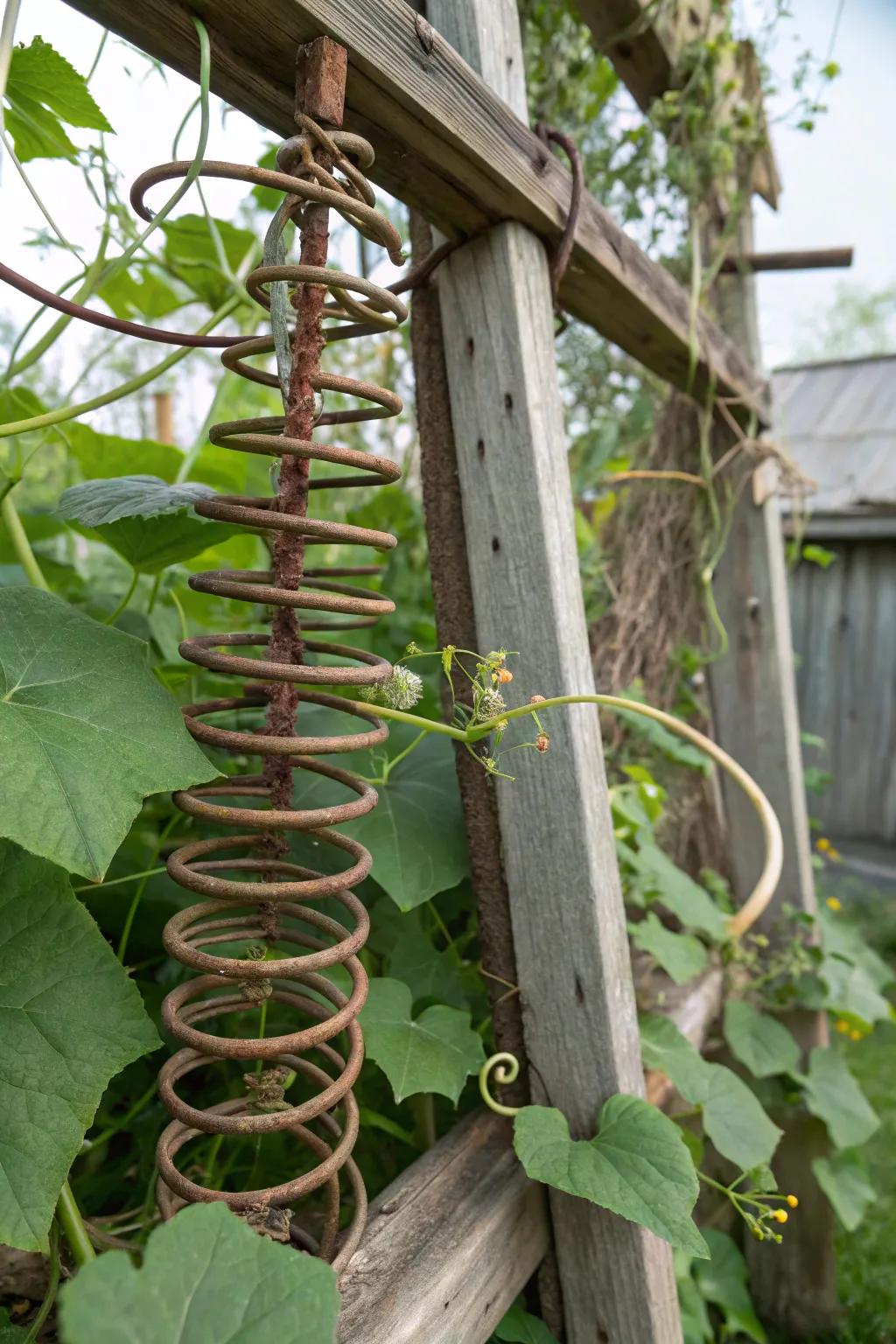 Revitalizing the old: Trampoline springs breathe new vitality into floral frames.
