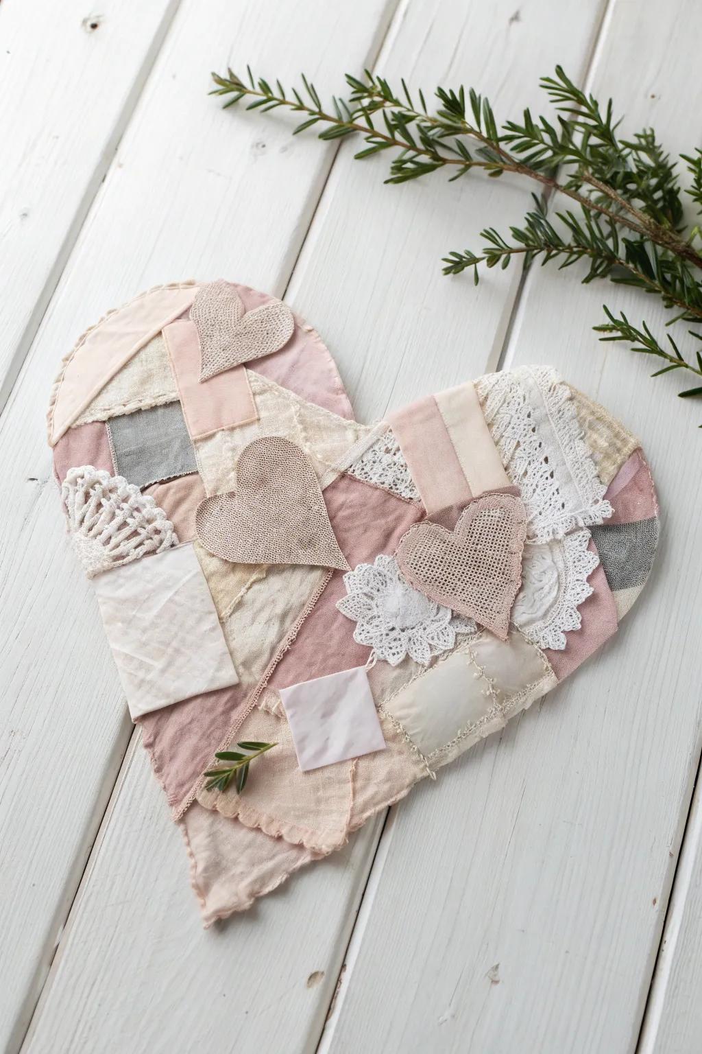Made with affection: Embrace the art of simplicity with an assembled heart crafted from cherished materials.
