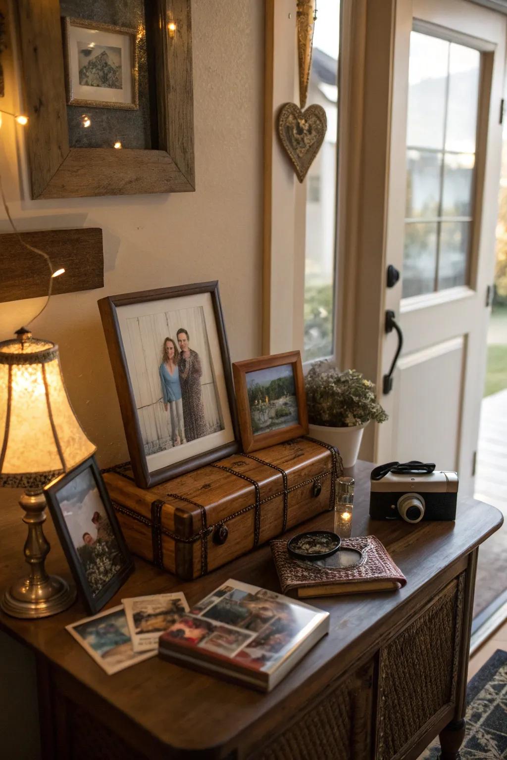 A personalized vignette showcasing family portraits.