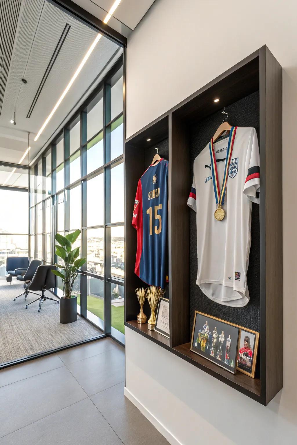 Celebrate your love for sports with a memorabilia display.