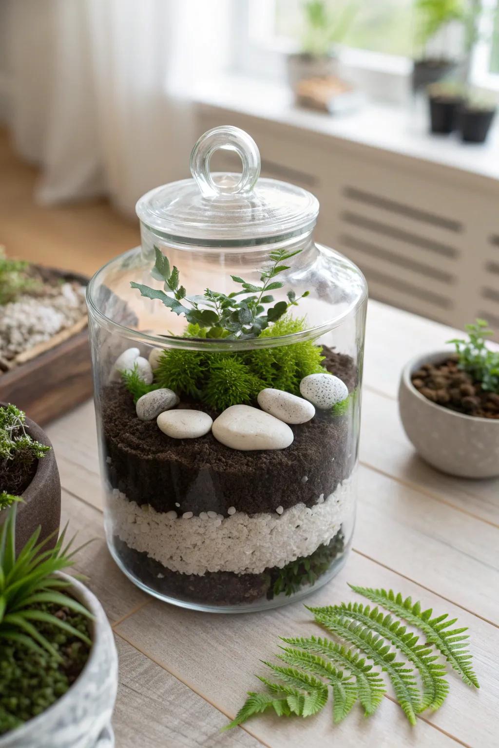 Transform your aged candle containers into captivating terrariums, bringing a hint of nature into your home. 🌿✨ #ScandiBoho #DIYTerrarium