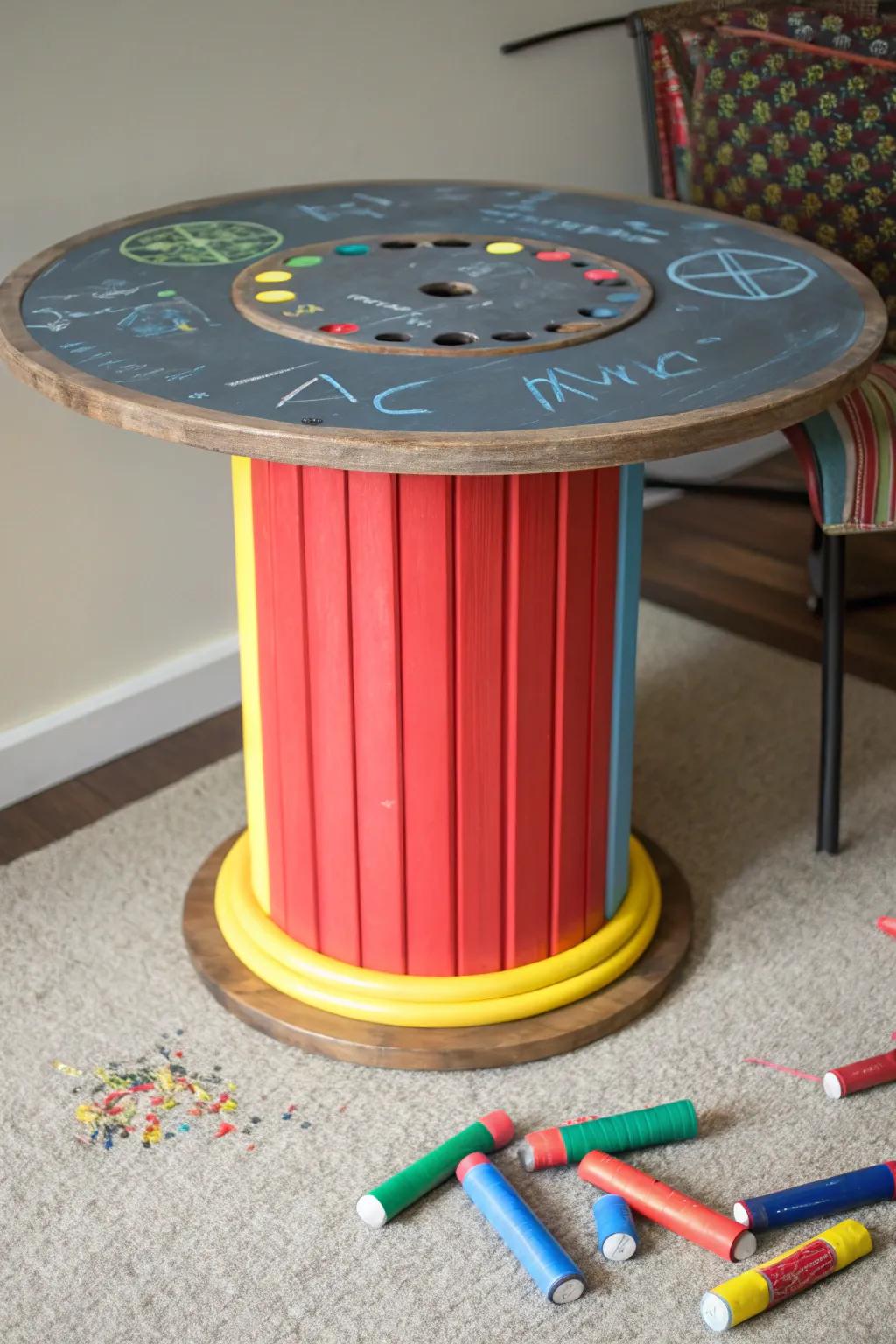 Spark creativity with this handcrafted chalkboard activity table!