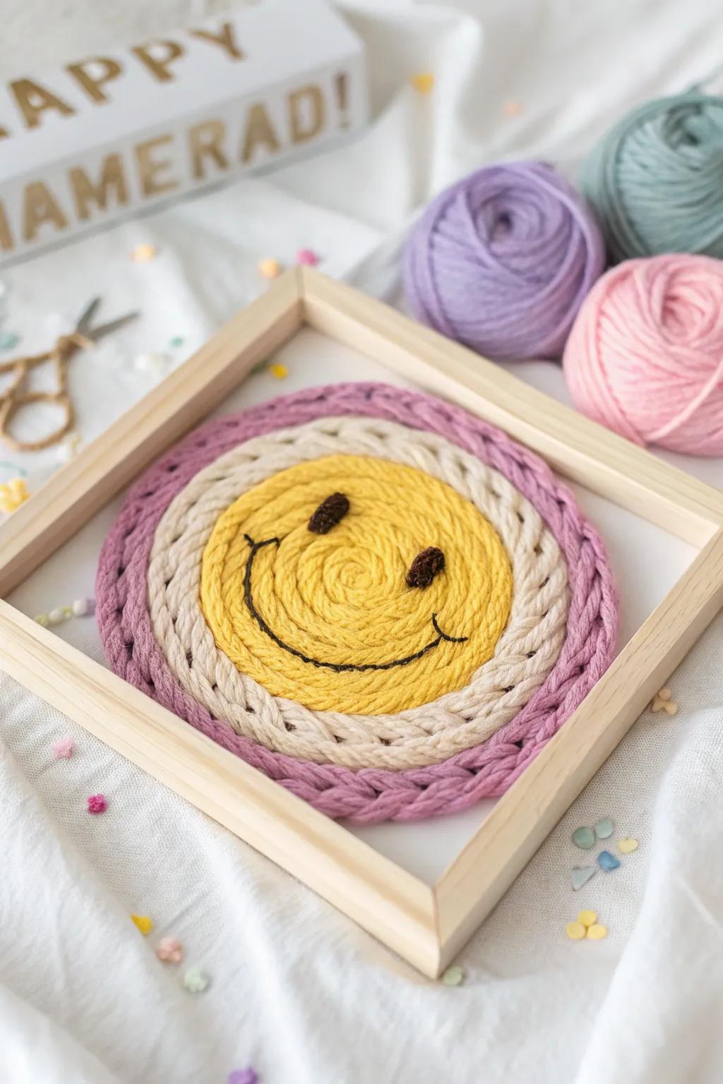 Brighten your domain with a dash of emoji glee! This charming filament art piece combines understated refinement with bohemian appeal, certain to invoke daily mirth.