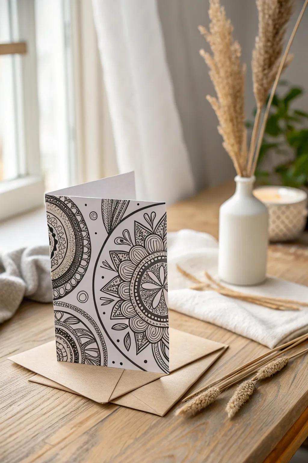 Embrace the artistry of unpretentiousness through handmade zentangle salutation postcards – a bespoke element for every occasion.