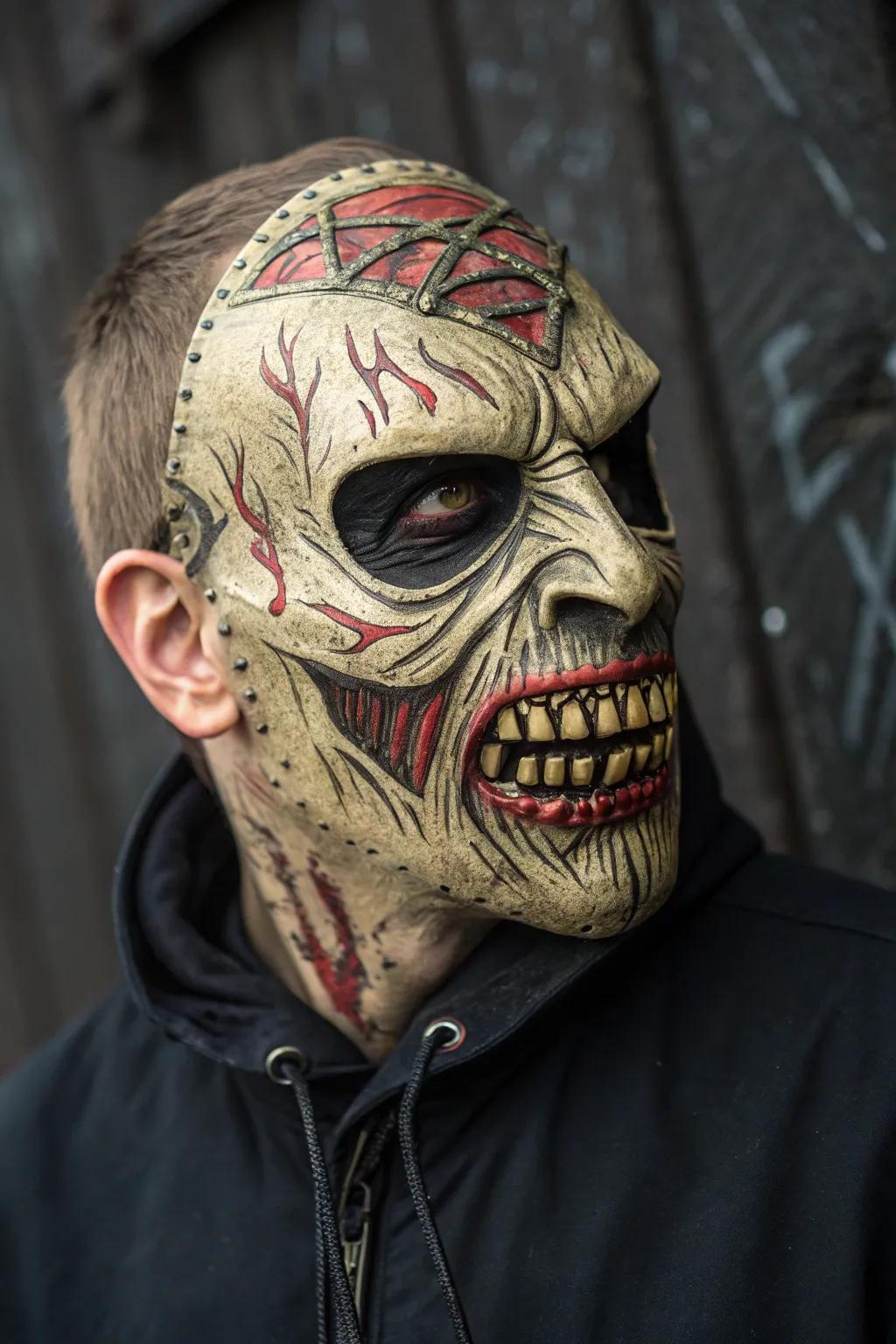 Unleash your inner zombie through these artisanal visage shields—where protection encounters spooky panache!