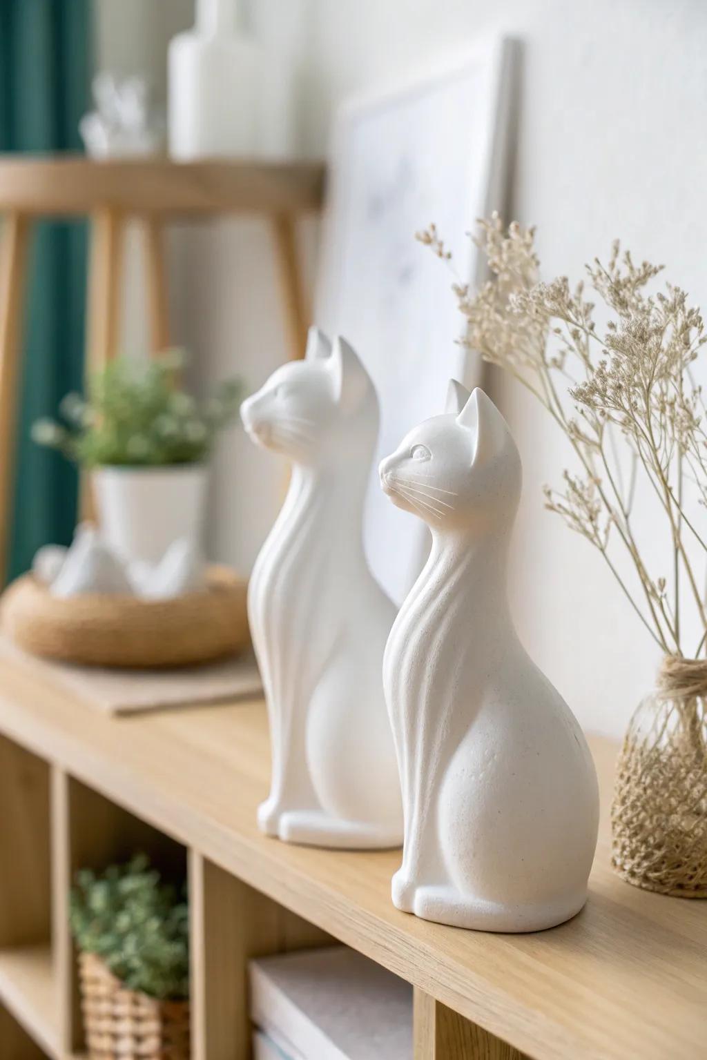 Enchanting Companions: Embrace simplicity and grace with these playful 3D printed feline figurines, impeccable for injecting a hint of whimsy into any setting.