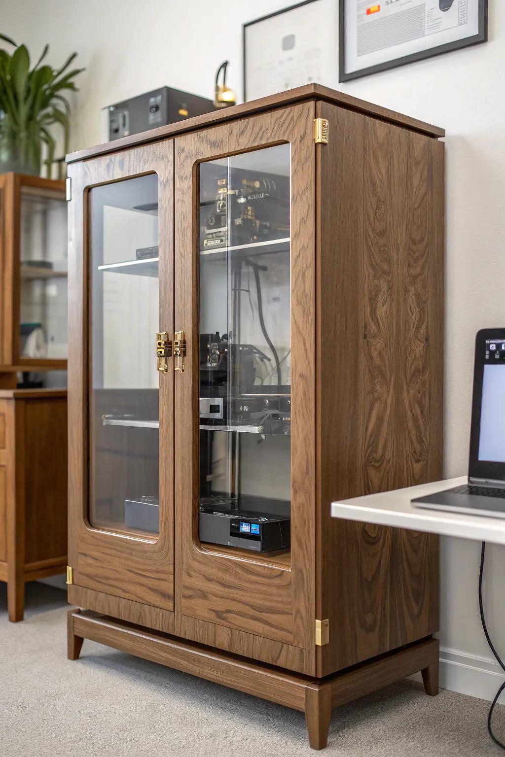 Transform your workspace into a peaceful retreat with this refined sound-absorbing Digital Fabricator housing. #Artistry #DigitalFabrication