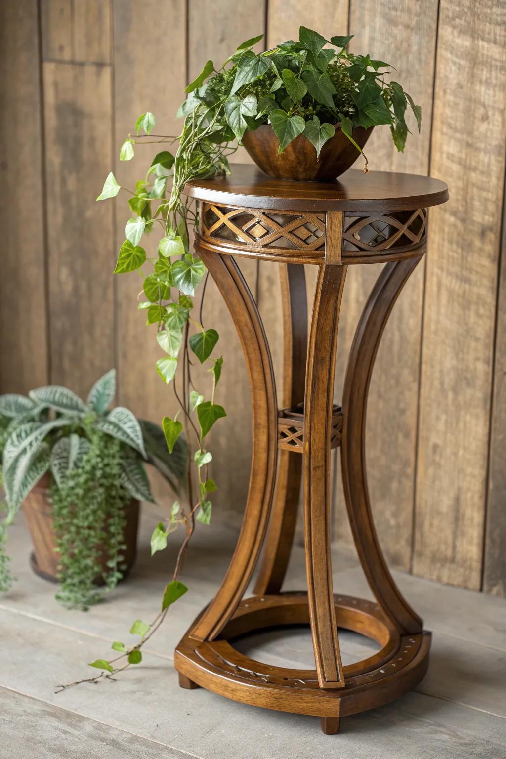 Intensify your flora via this handmade timber plant mount that embodies both style and artistry.