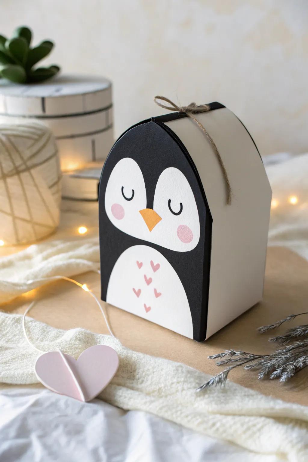 Meticulously crafted with affection: An understated aquatic bird Valentine receptacle that captures hearts.