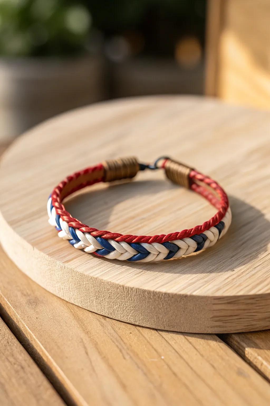 Unleash your inner rebel with this edgy leather bracelet, ideally suited for adding a sophisticated and spirited touch to your 4th of July attire.