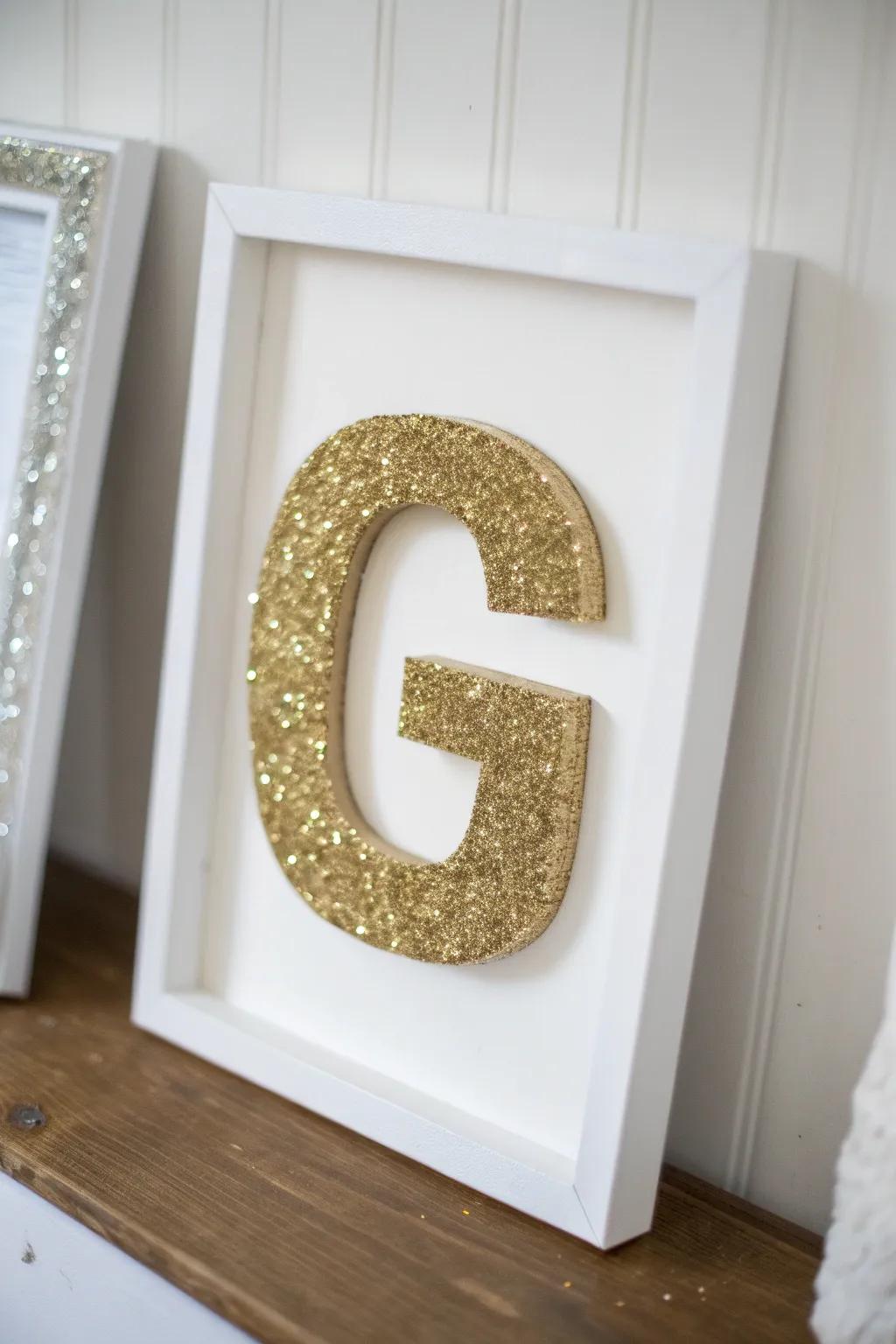 Embrace the scintillation via this dazzling glimmer 'G'—a quintessential fusion of elegance and artistry.