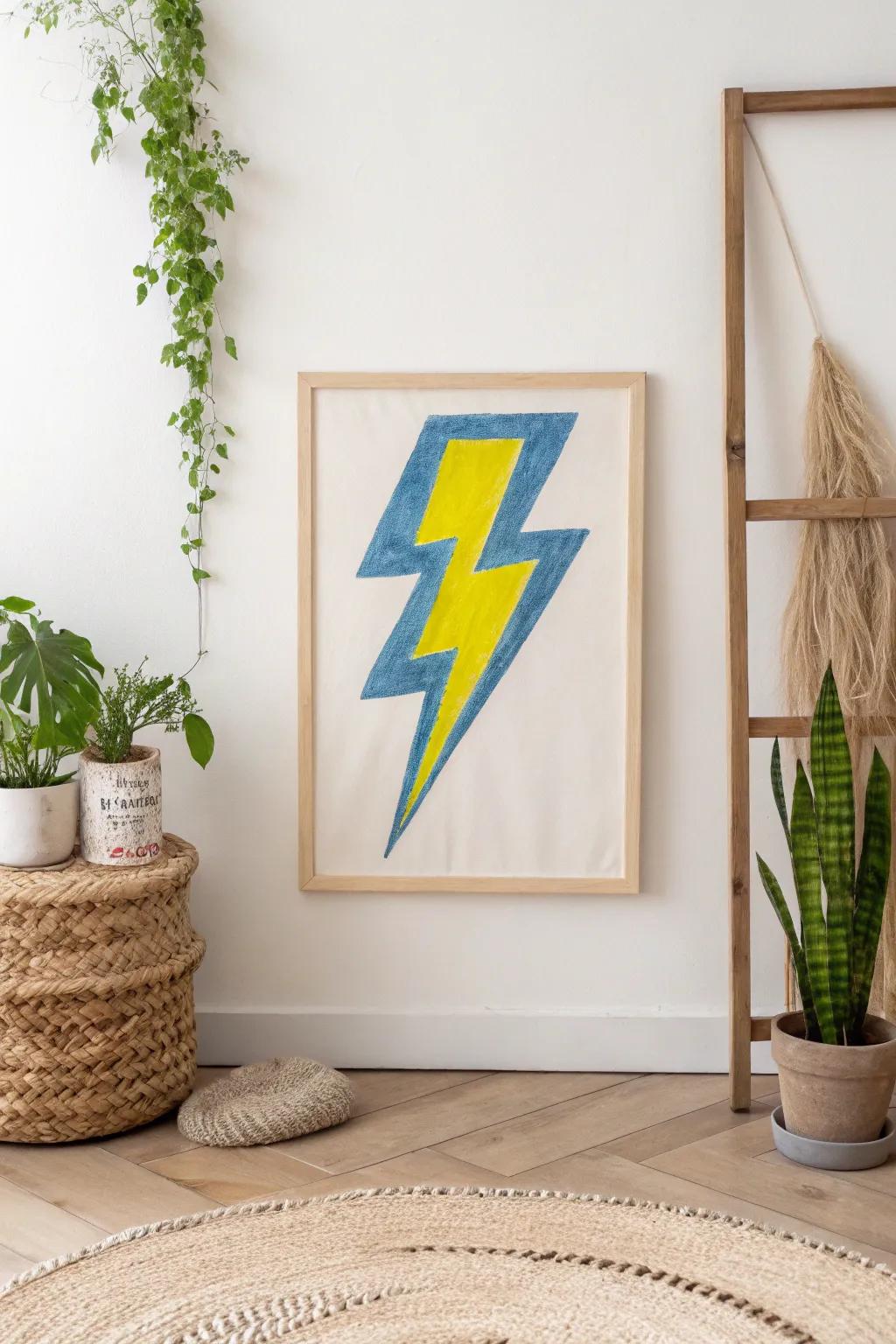 Electrify your space using this vibrant electricity mark painting, a flawless fusion of minimalist and boho chic!