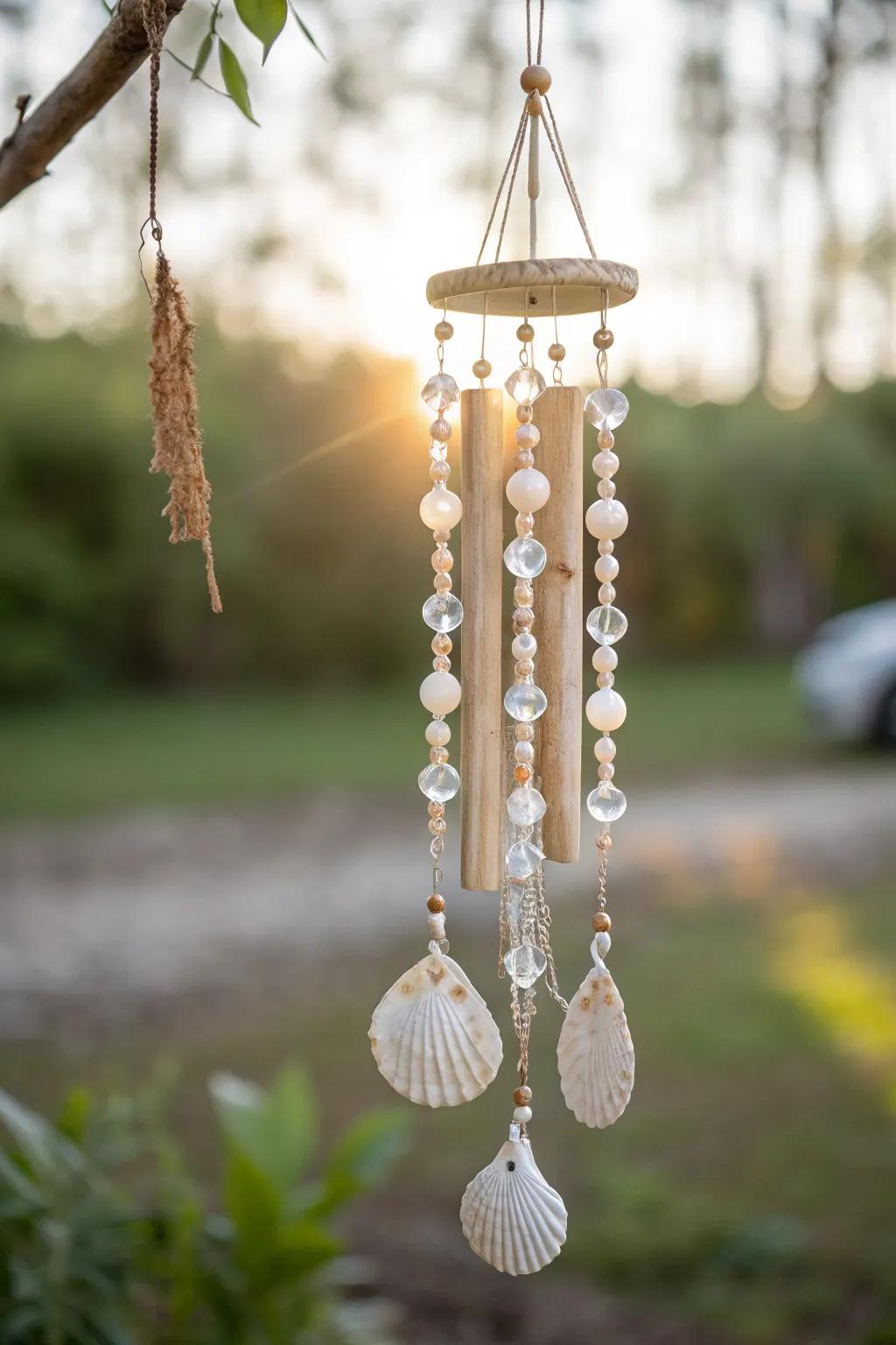 Enhance your outdoor retreat with these captivating beaded air harmonizers, intermixing simplicity with innate grace.