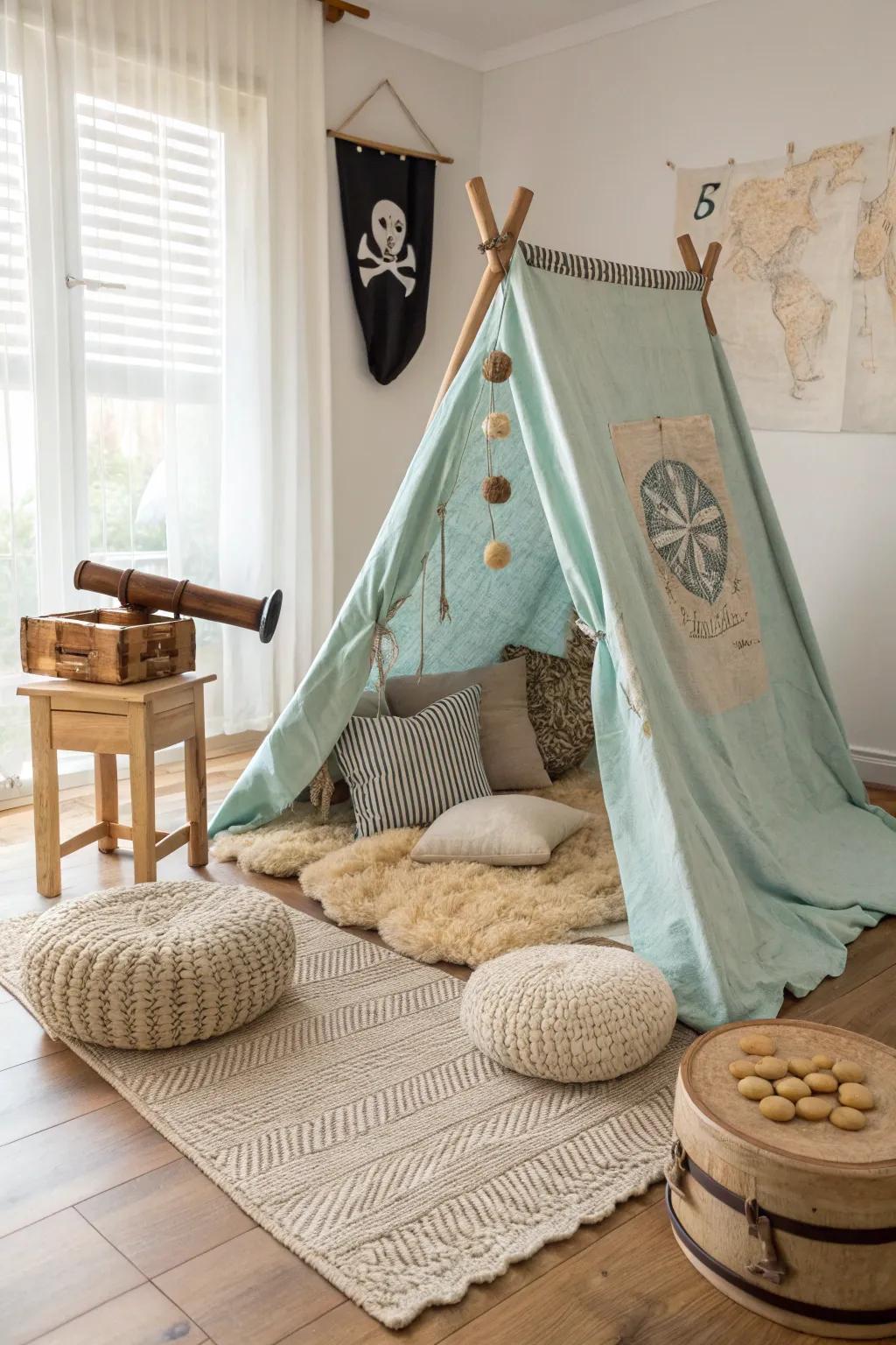 Embark on a snug expedition with this enchanting Buccaneer Vessel hideaway, where simplicity converges with imagination.