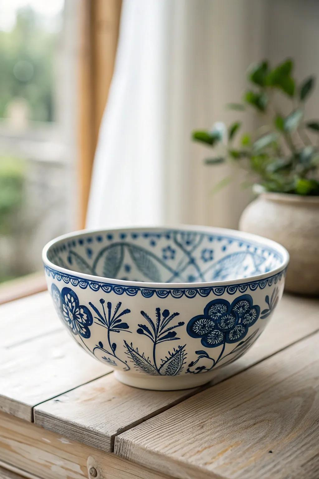 Embrace timeless sophistication with traditional indigo and alabaster craftsmanship.