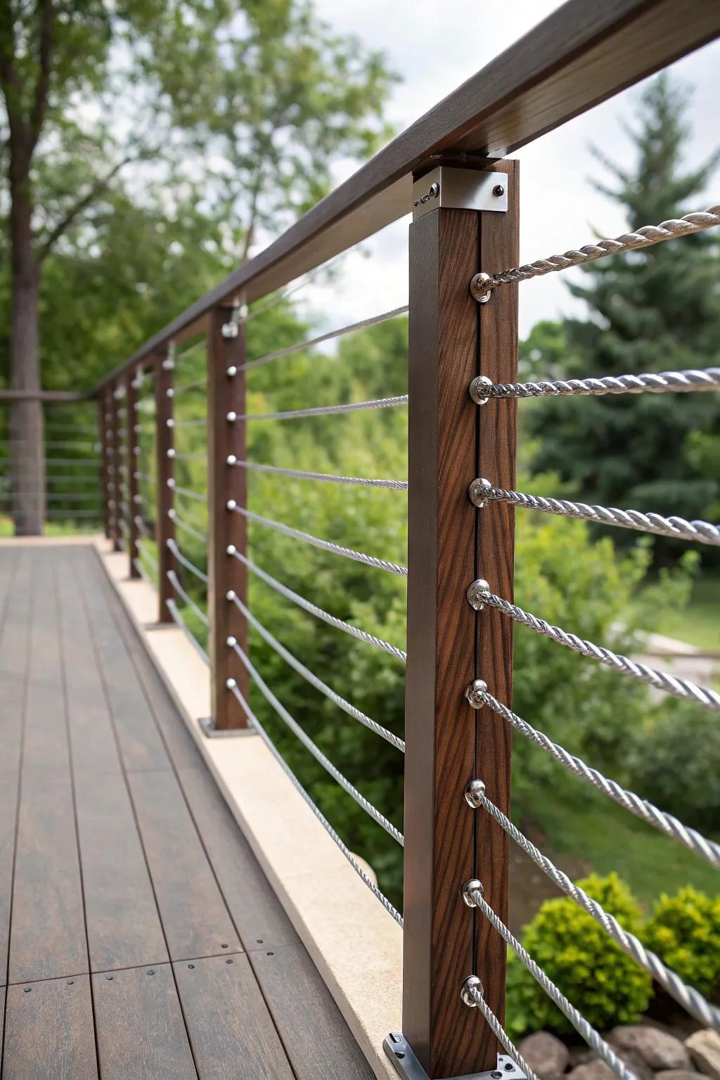 Elevate your outdoor area with the sleek elegance of wire deck railings.