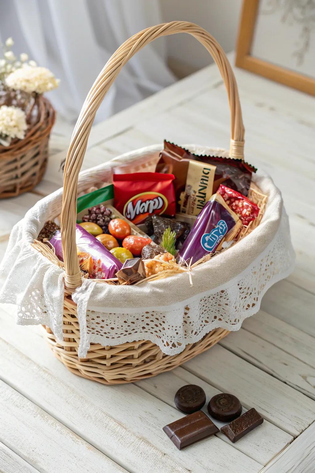 Embark on a sweet global journey with this remarkable confectionery basket!