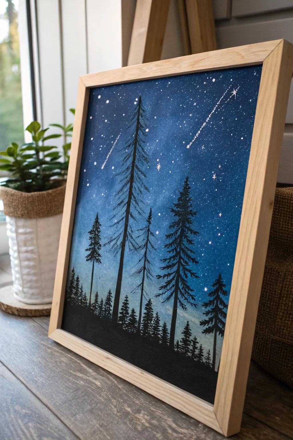 Capture the magic of a starry night with this enchanting and simple painting idea for young artists.