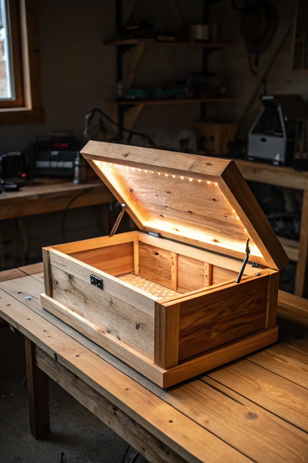 Warmth and Craft: A custom-built heat trap brooder that combines functionality with finely crafted design.