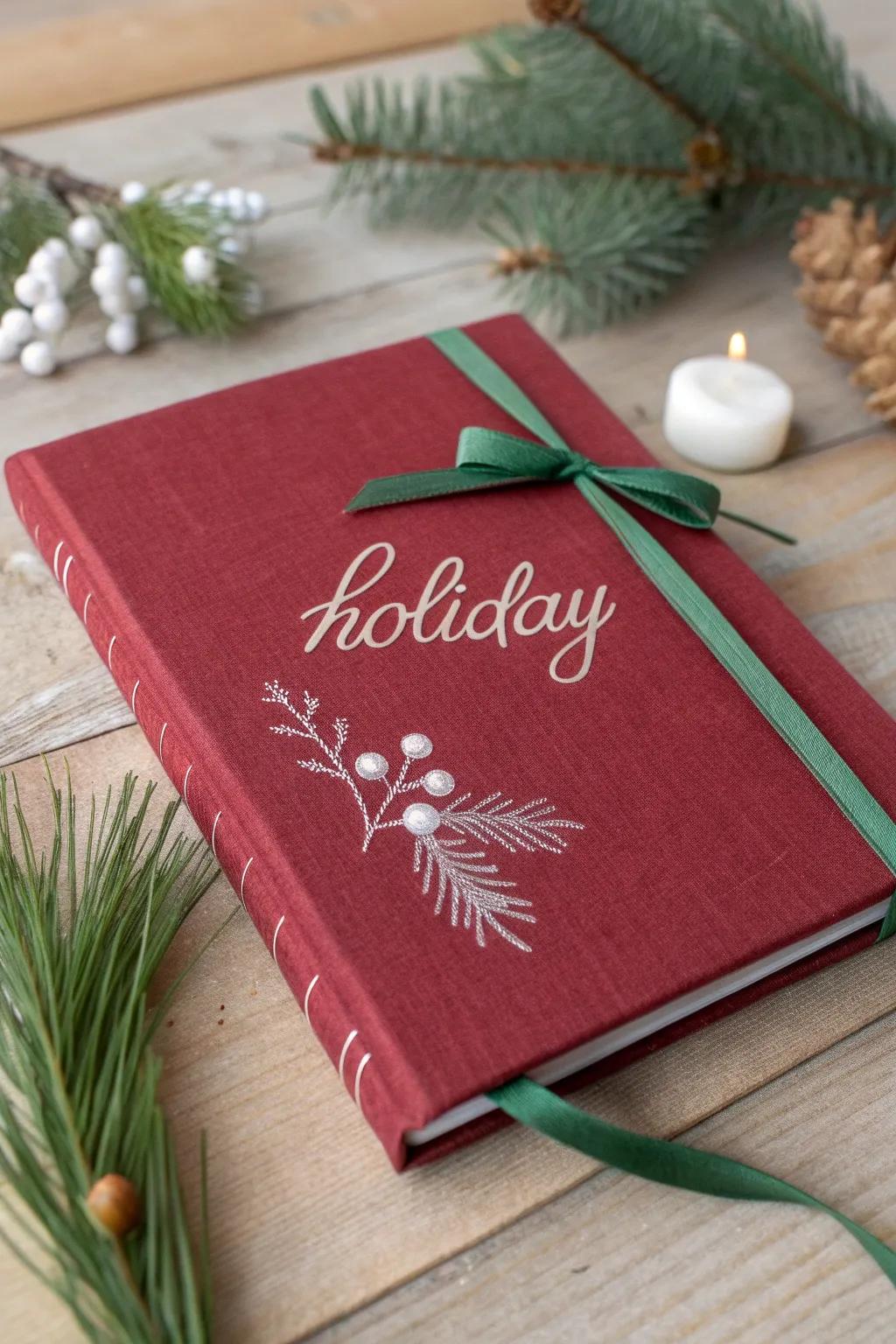 Embrace the ageless attraction of Yuletide using this minimalist book jacket in traditional festive tones.