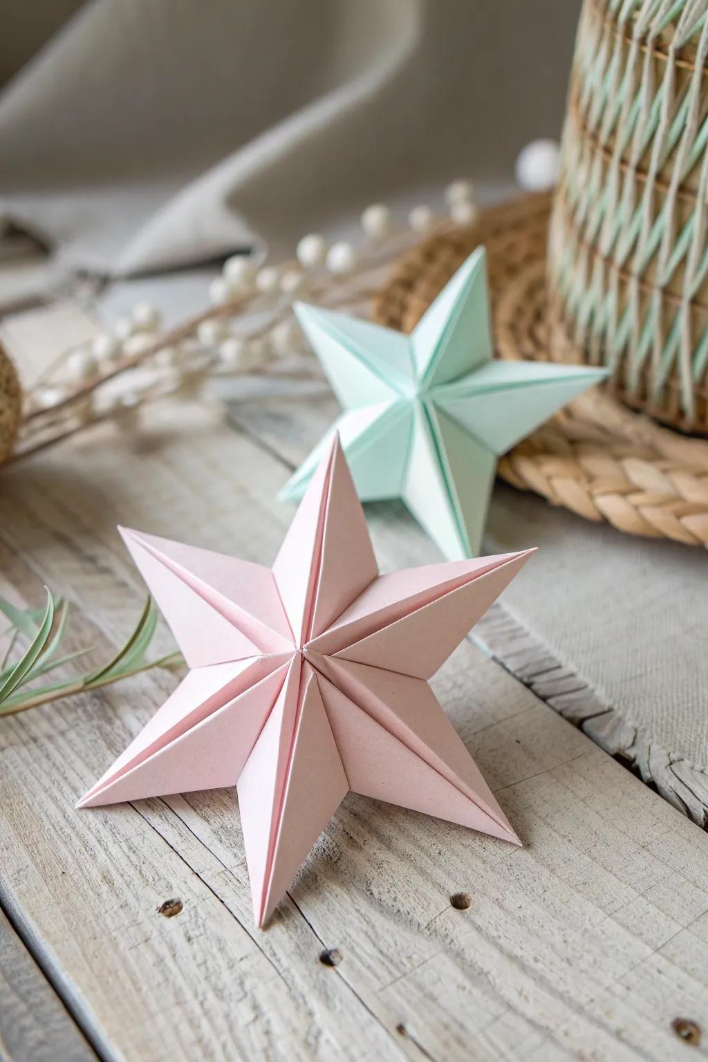 Embrace the enchantment of simplicity with these charming folded stars, impeccable for imparting a hint of whimsy to any expanse.