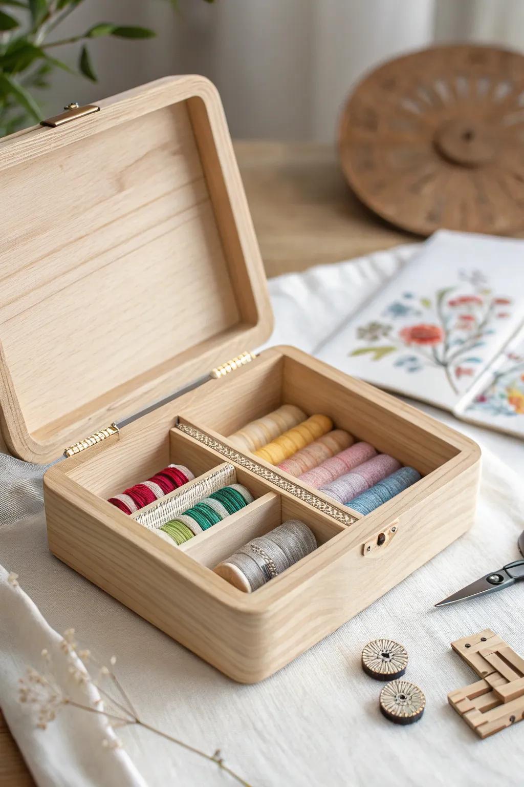 Find the charm of simple keeping with this storage box, great for your cross stitch must-haves.