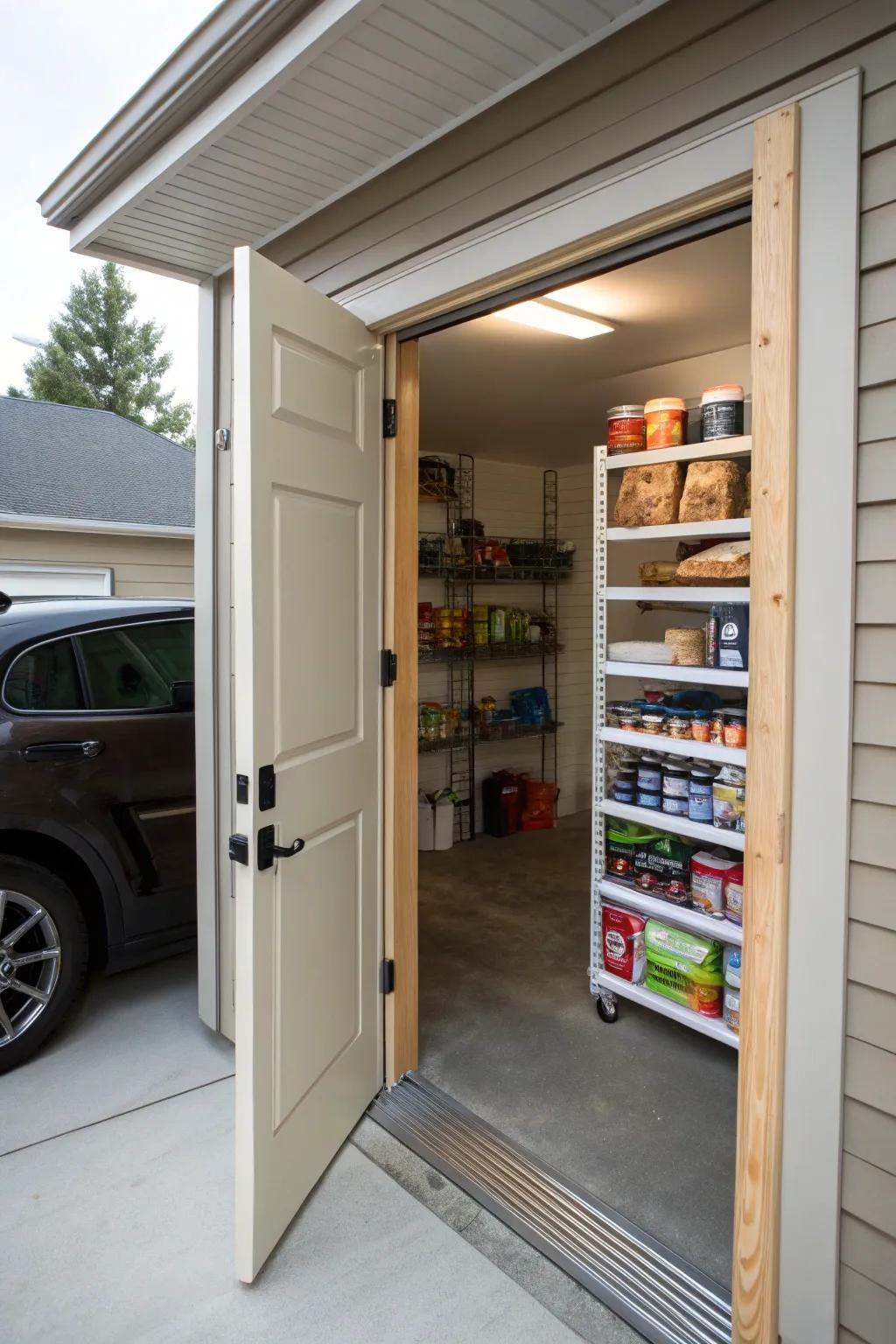 A practical provisions passage connecting the larder to the motor bay.