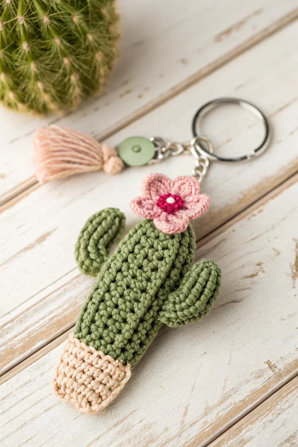 Imbue a dash of desert charm to your house keys with this lovely weaving cactus fob.