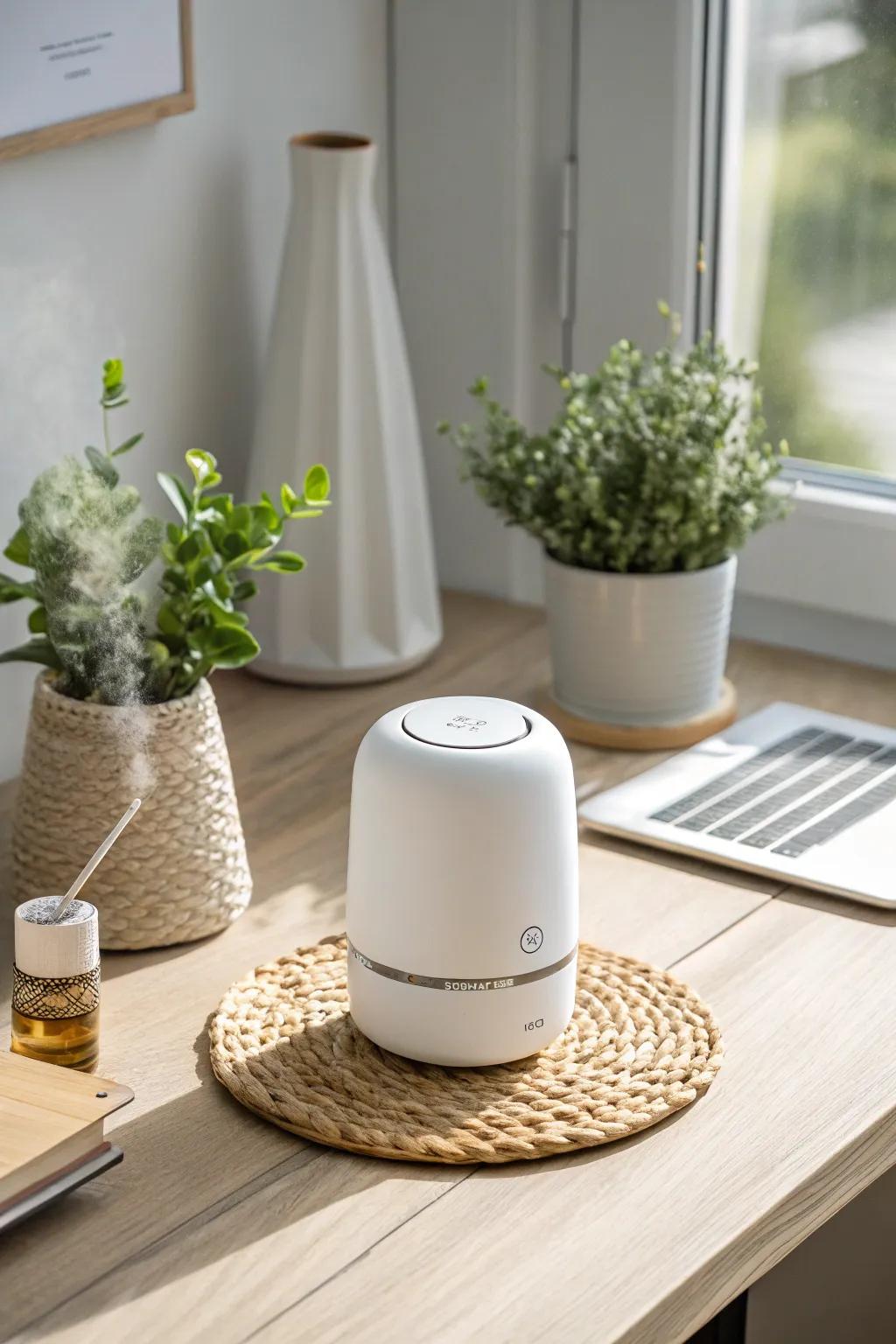 Elevate your workspace with a touch of minimalist elegance and soothing hydration.