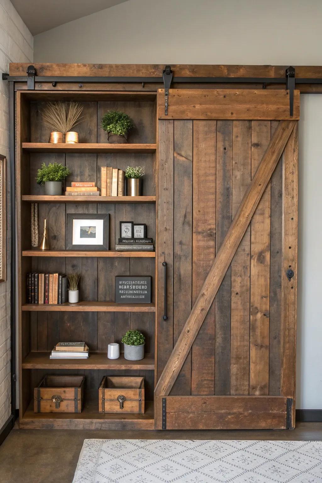 Lift your area using a barn door that doubles as functional art.