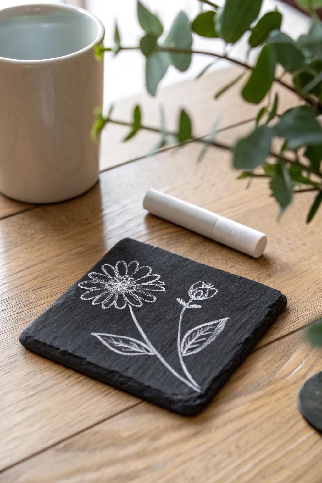 Create your own narrative with customizable blackboard coasters - where each drink becomes a canvas.