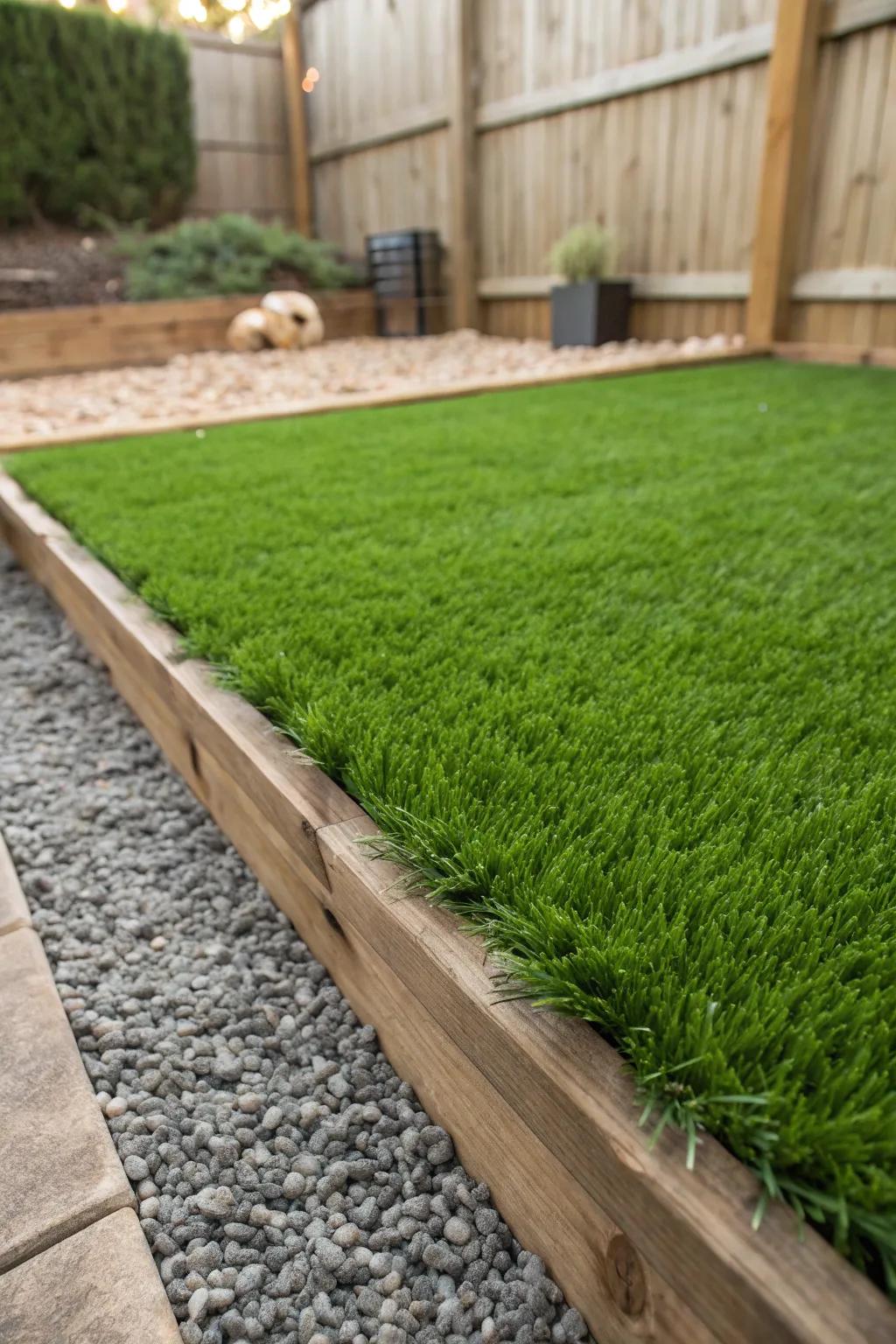 Elevate your DIY dog run with verdant, paw-friendly synthetic turf for a tidy and comfortable outdoor area.