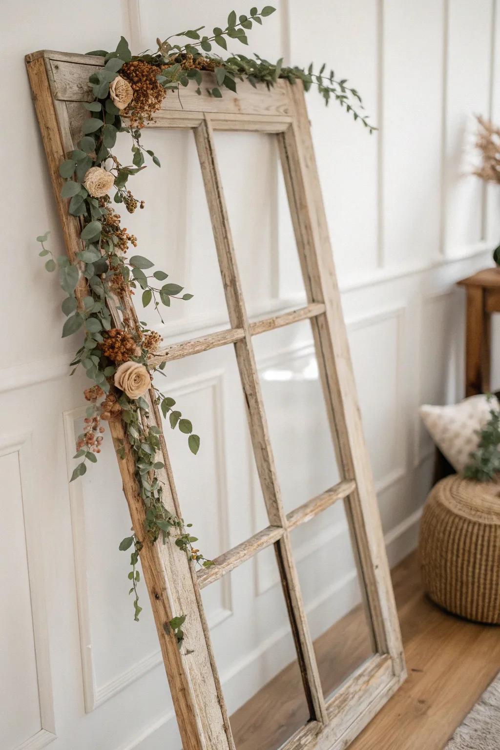 Transform vintage elegance into modern farmhouse charm with a DIY upcycled window frame.