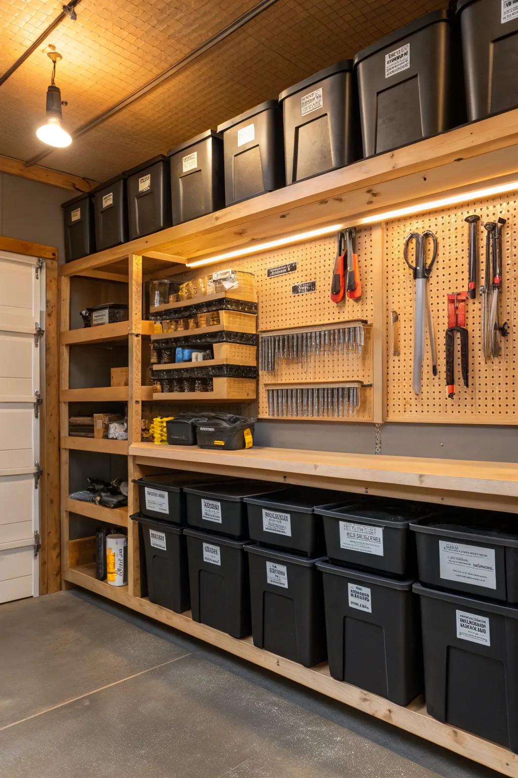 Sculpt your flawless garage with a mix-and-match storage scheme that amplifies space and sophistication.