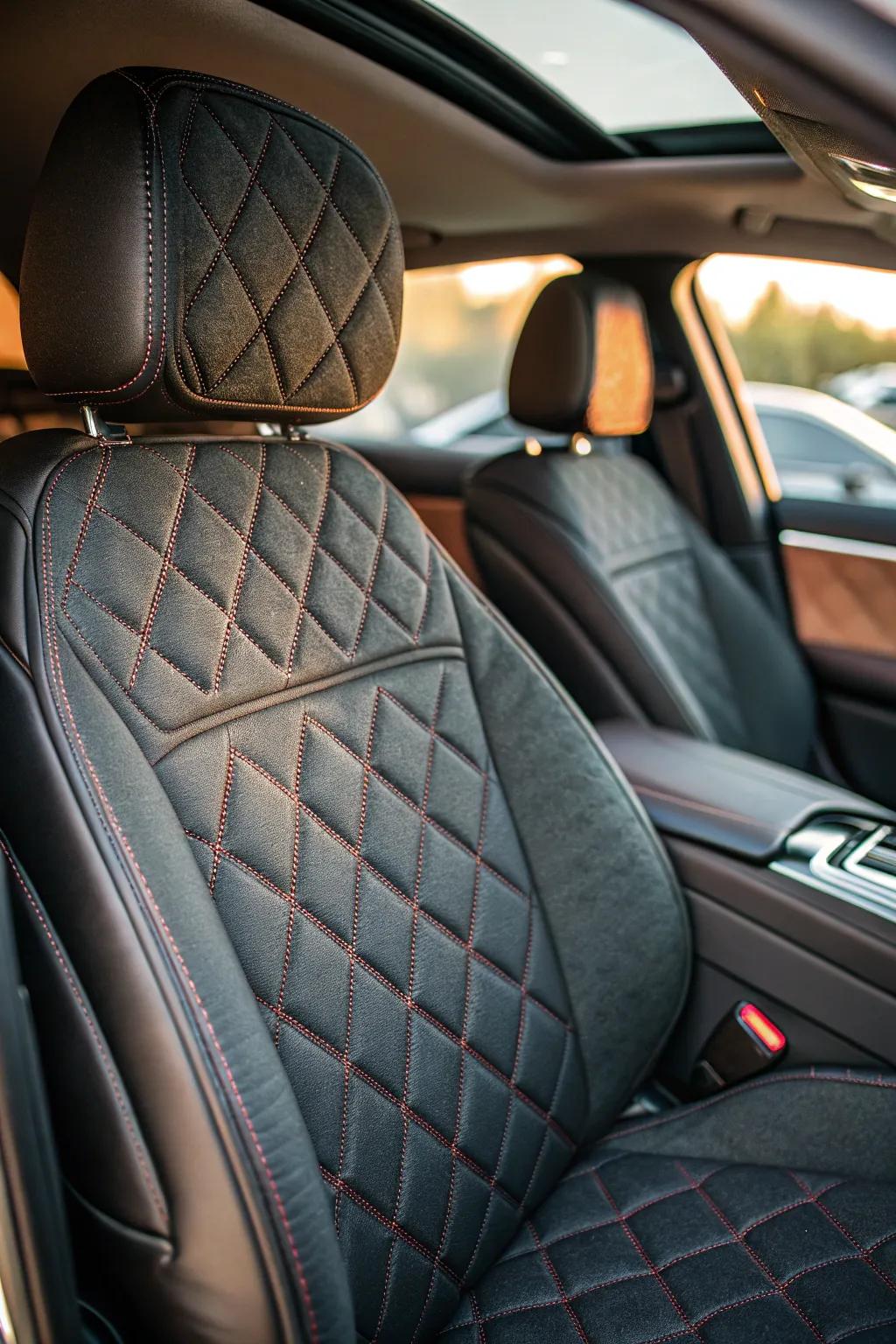 Enhance your vehicle with refined quilted seat coverings, where ease converges with craftsmanship.