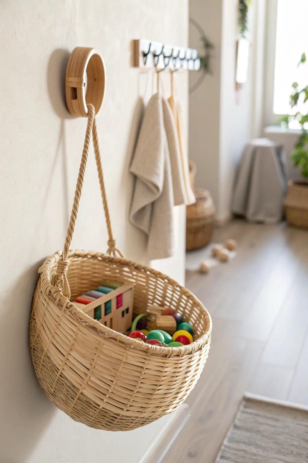 Enhance your area using fashionable wall-mounted containers – the ideal combination of function and design for toy arrangement!