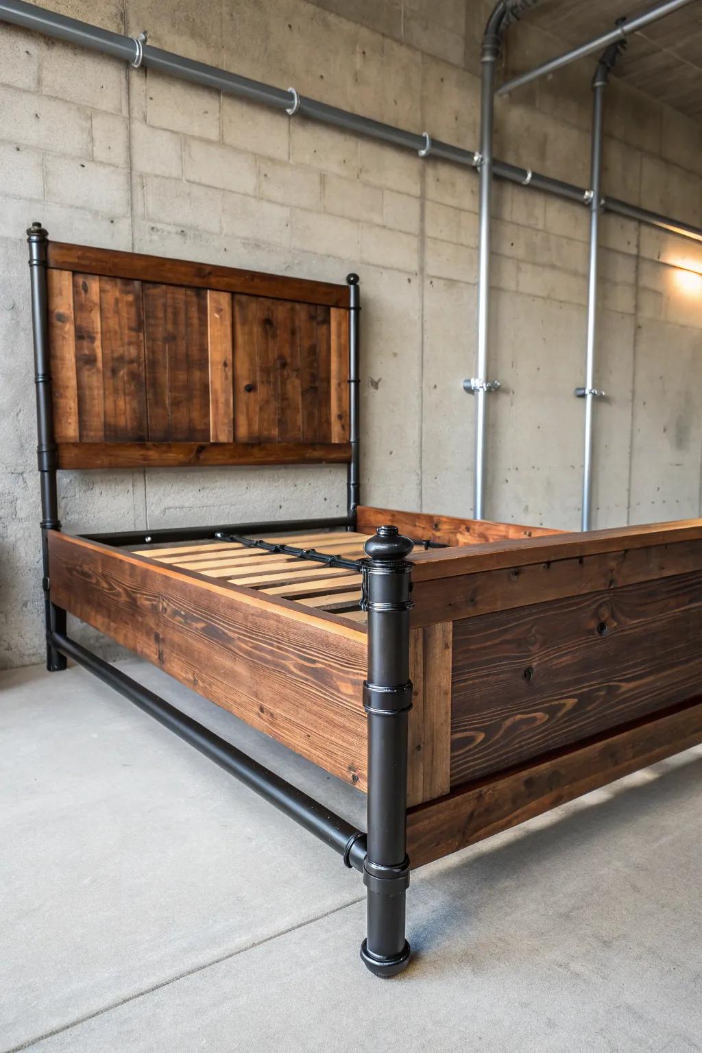 Raise the bar within your area using this industrial conduit frame bed – where unrefined refinement encounters contemporary artisanship.