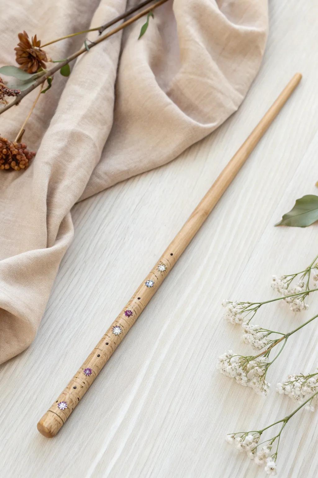 Infuse a soupçon of enchantment into your DIY wand through the application of effulgent gemstones.