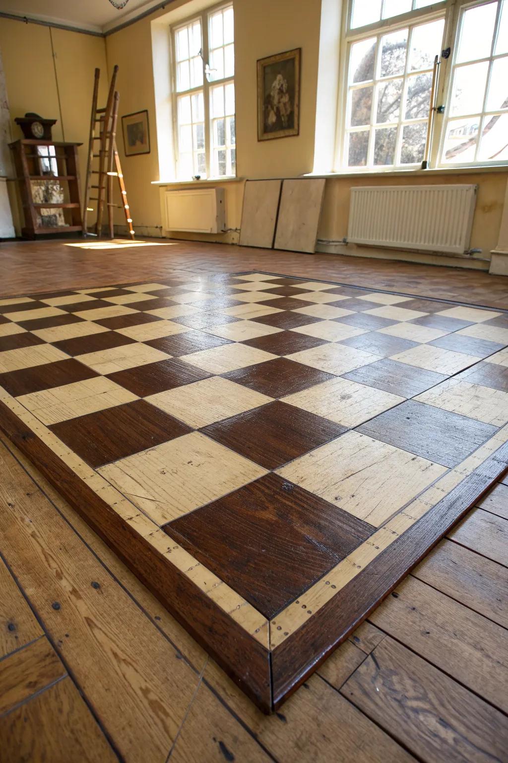 Elevate your area using a vintage checkerboard design, a testament to enduring craftsmanship and style.