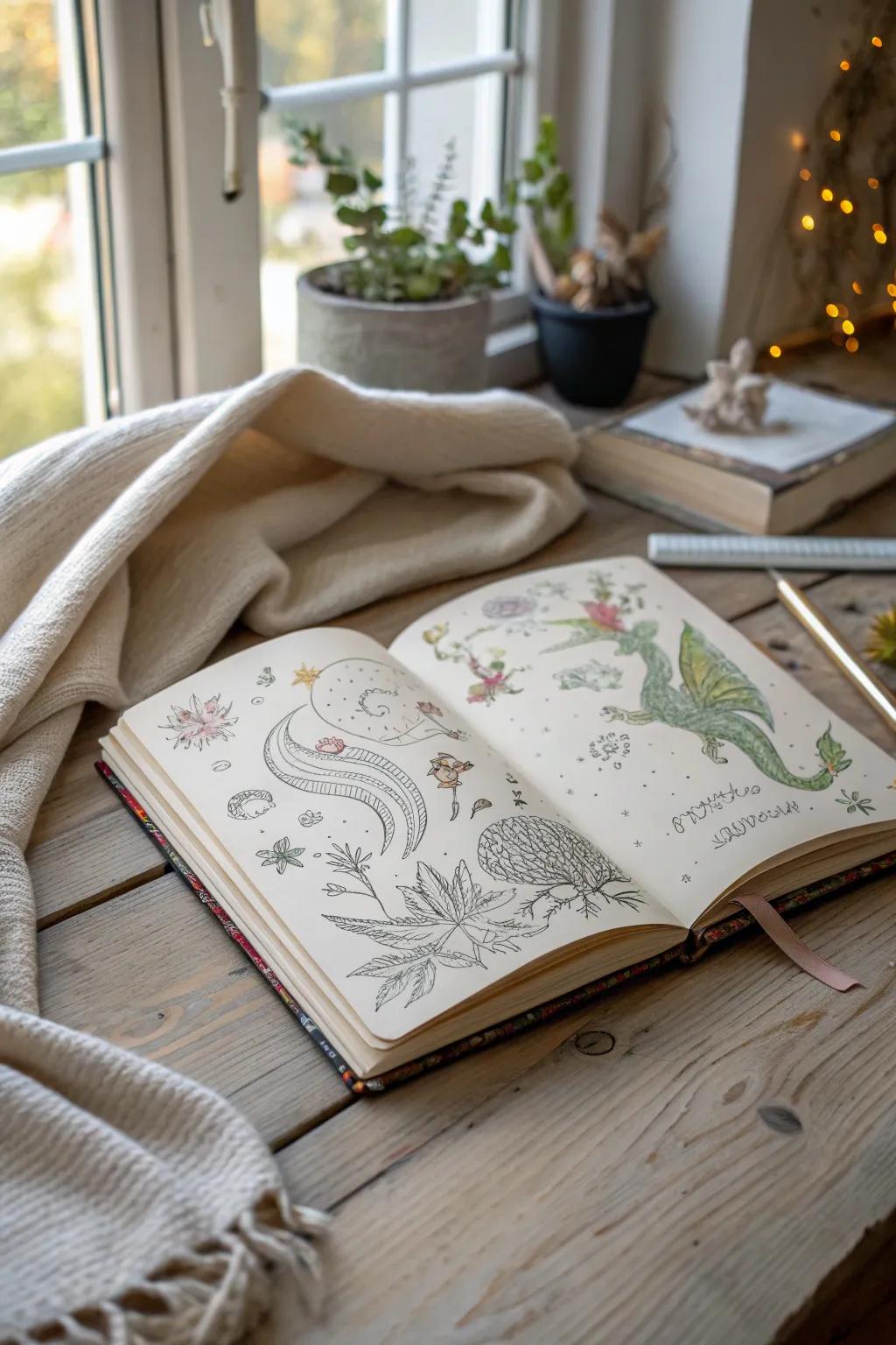 Permit your imagination to soar with each whimsical sketch.