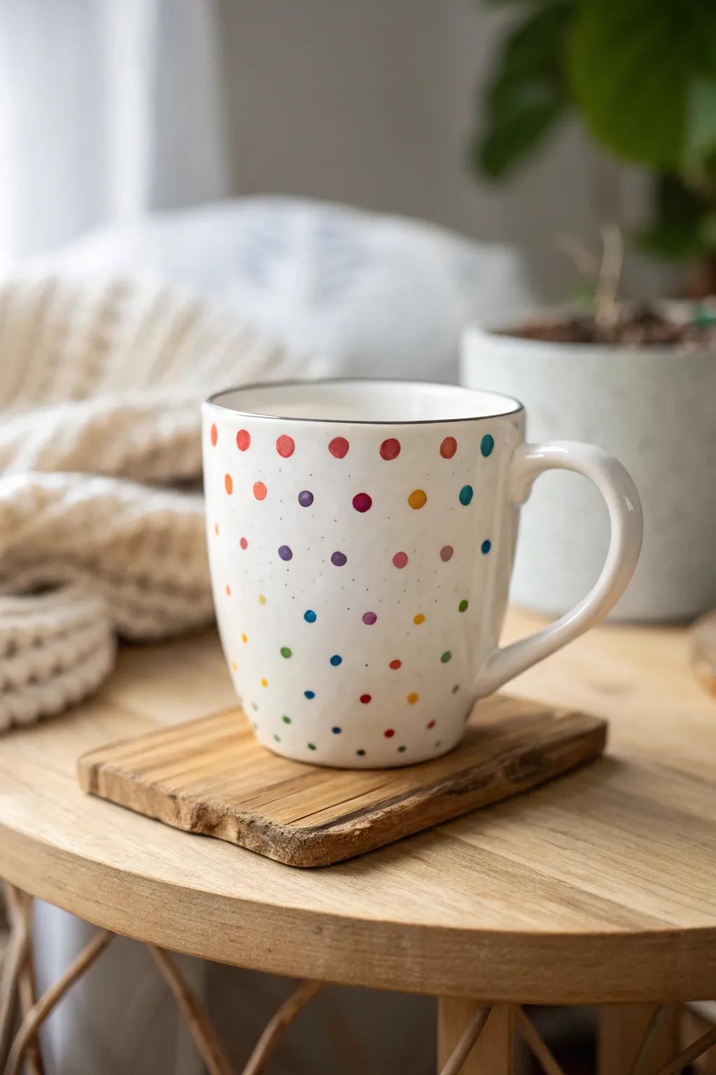 Start your day off right with a dash of rainbow elegance on your morning mug.