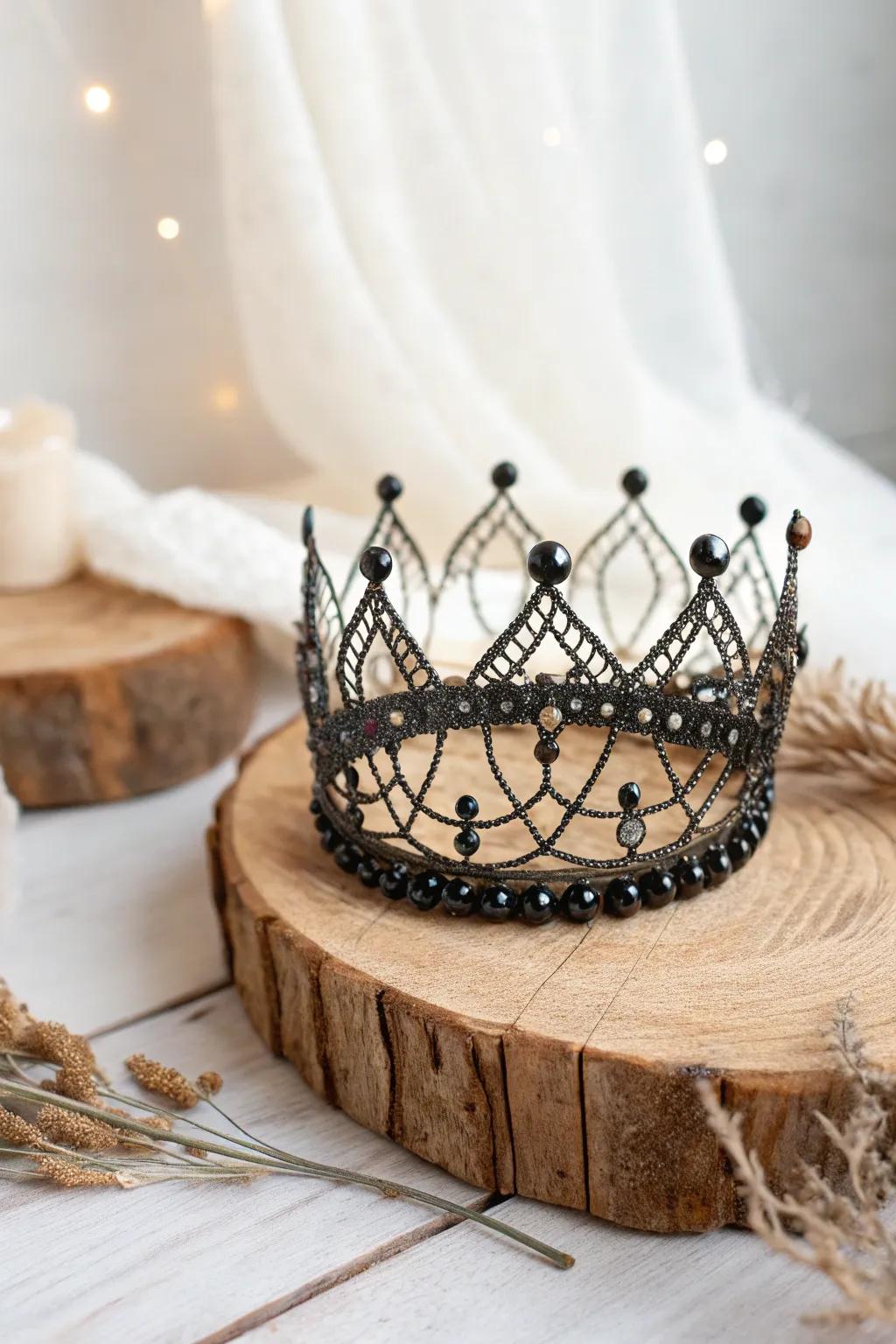 Embrace your innate queen through this handcrafted shadowy circlet, wherein gracefulness converges with villainy.