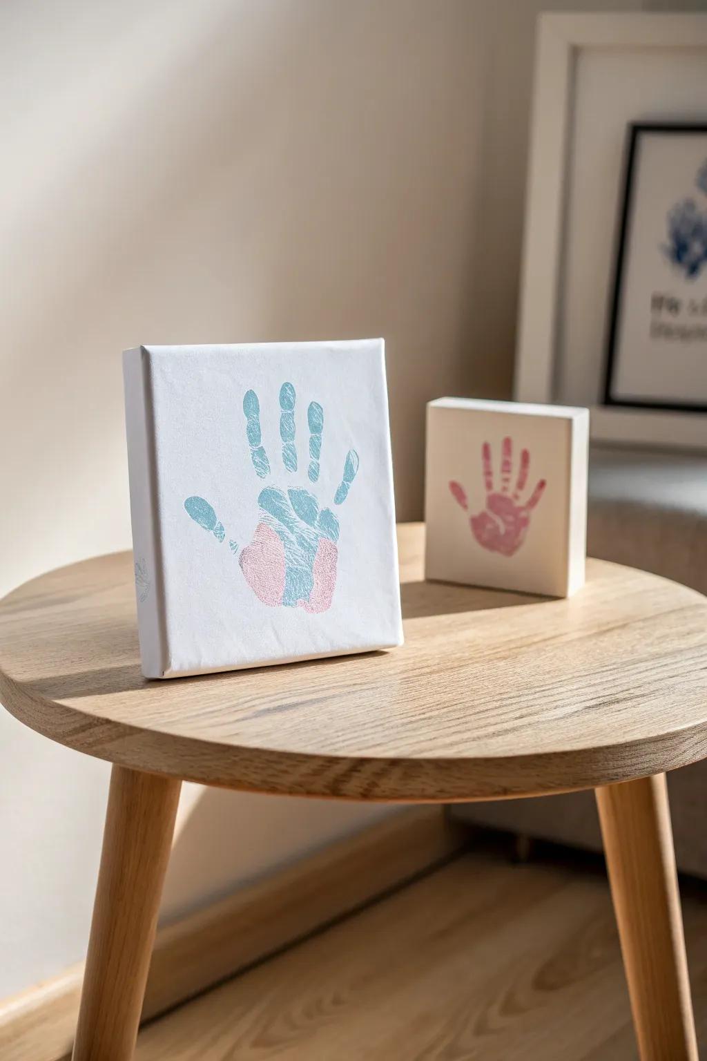 Celebrate the connection between dad and baby with an enchanting Handprint High-Five Display. Simple, natural, and brimming with affection.