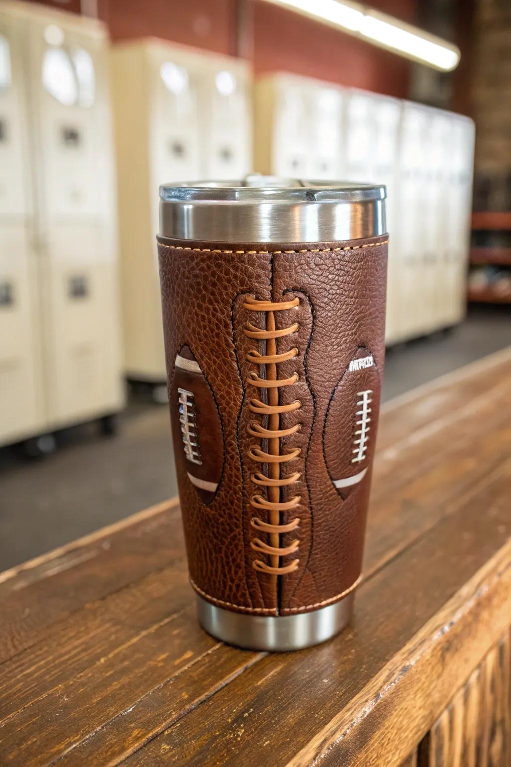 Sip in style with a vintage football tumbler that captures the essence of the game's golden era.