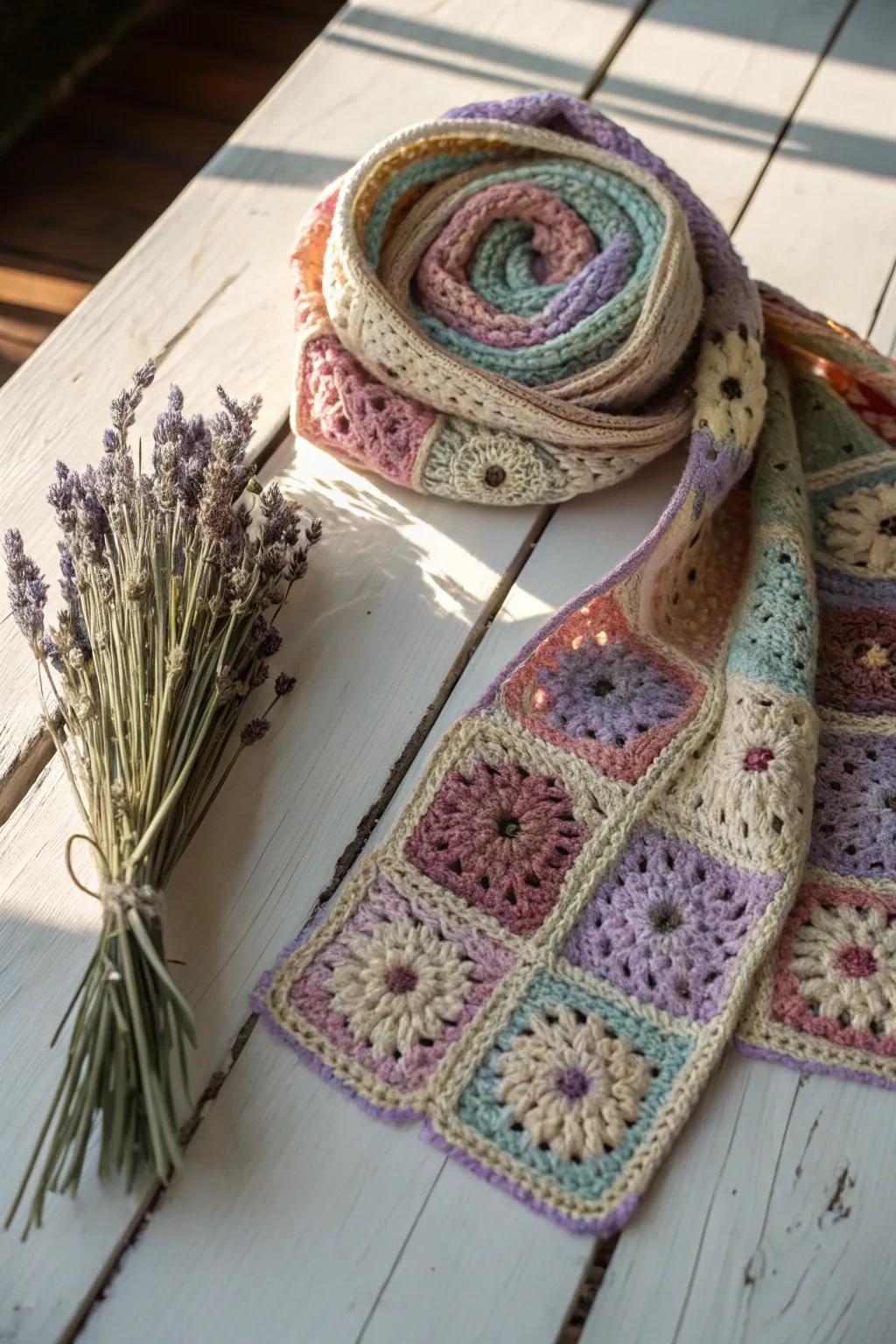 Envelop yourself in warmth and style with this vibrant granny square shawl, an ideal synthesis of artistry and sophistication.