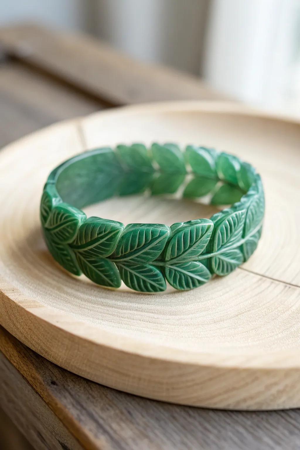 Embrace nature through sophistication: A gorgeous verdant opal foliage bracelet, murmuring the charm of woodland settings.