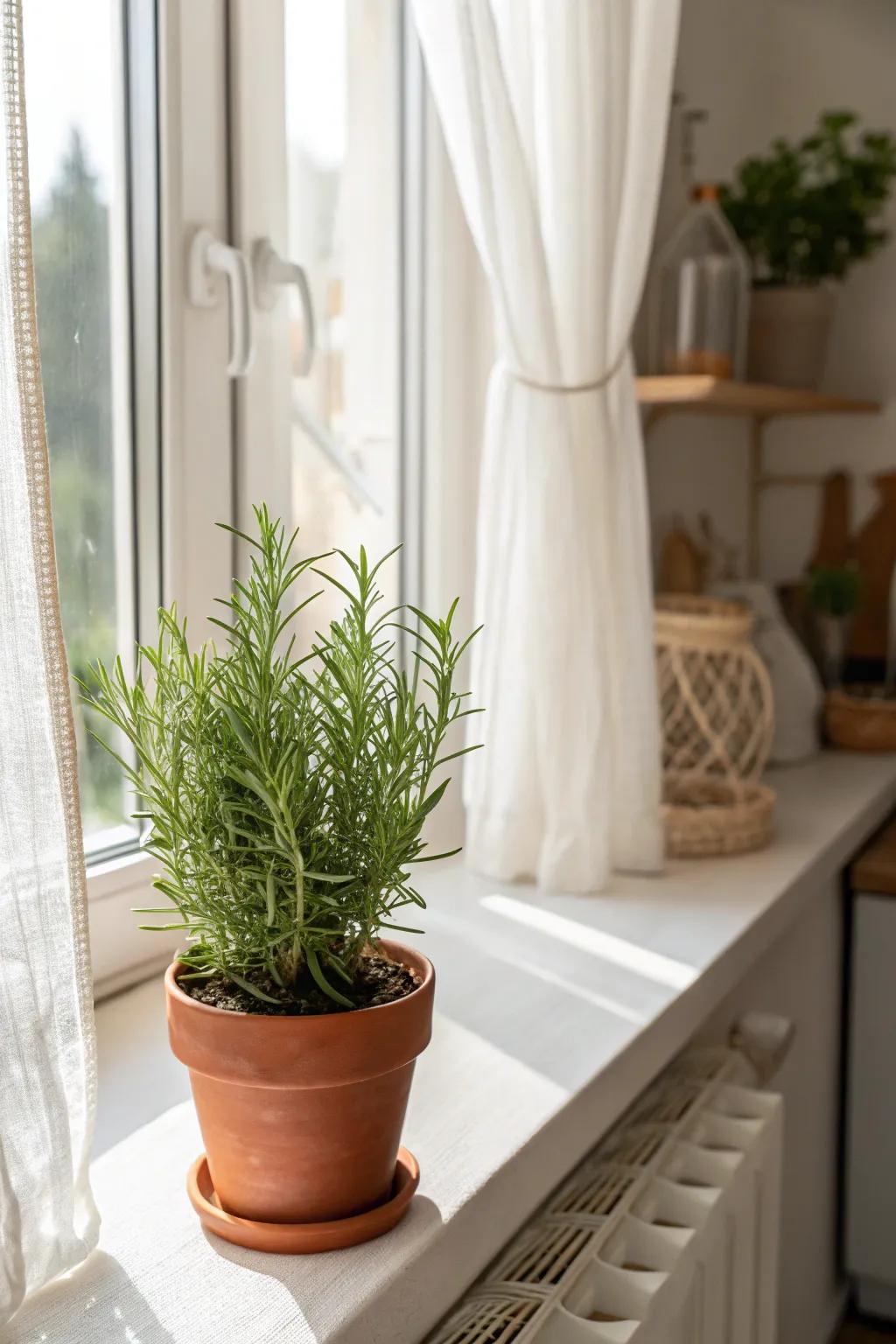 Usher the essence of the natural world into your culinary space via a sunlit rosemary receptacle—superb for invigorating flavors and a dash of minimalist charm.