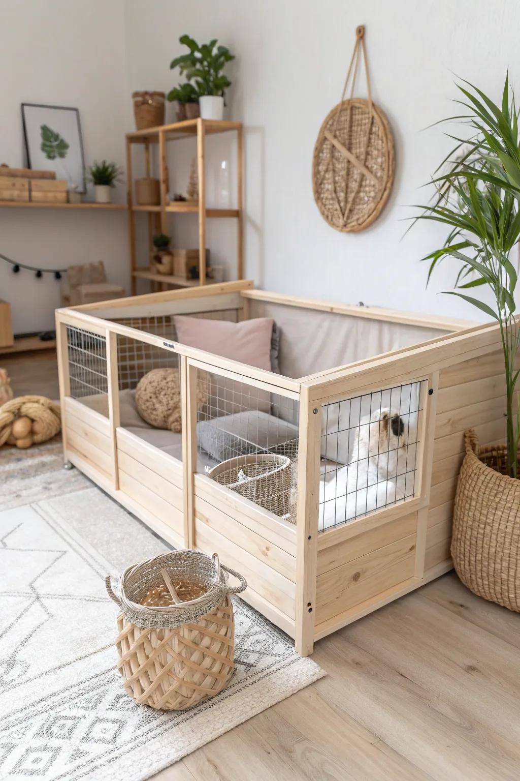 Enhance your guinea pig's dwelling with a custom modular cage that combines Scandinavian simplicity and boho charm. #CustomCreations #PetParadise